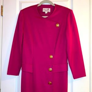 Caron Petite Chicago, Vintage 70’s Barbiecore Long sleeve Dress